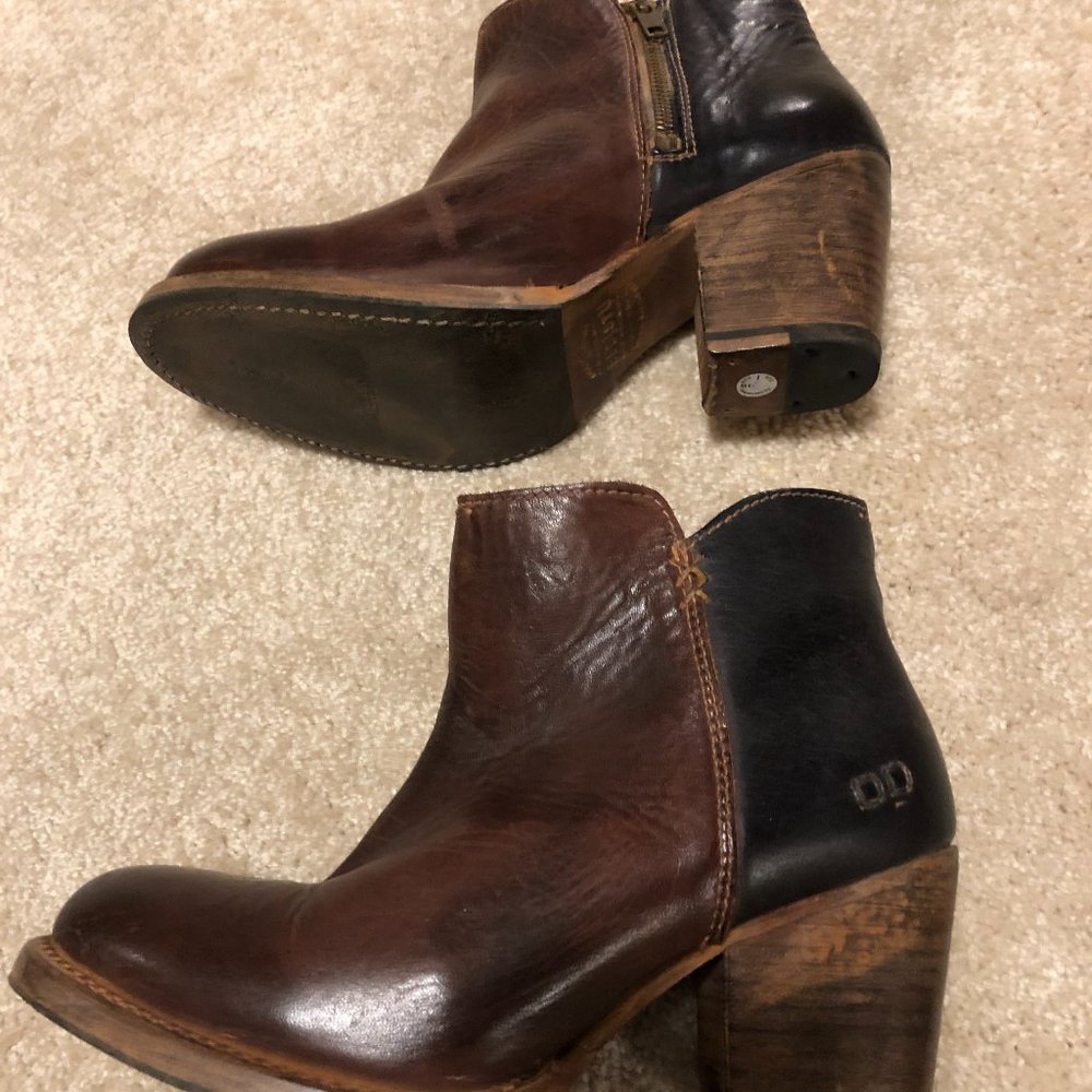 Bed Stu Leather 2 tone bootie - Black/Cognac -7/12